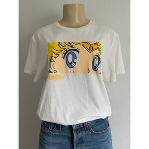 Sailor Moon Graphic T-Shirt M White Anime Aesthetic Manga Eyes Cotton Tee